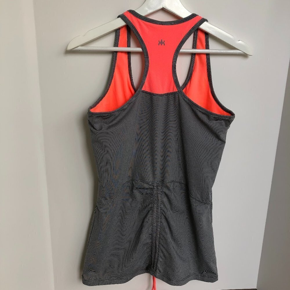 Kyodan Racer Back Striped Tank Top with Built In Bra Black/Wht/Orange Size M - Picture 5 of 12